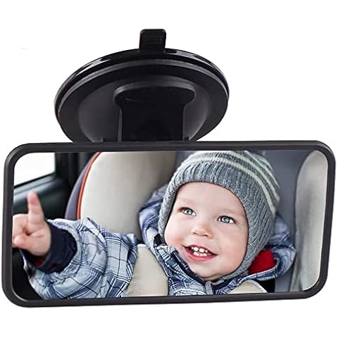 VidFair Rear View Mirror Universal Baby Car Inner Mirror Rear View Mirror Driving Test Driving Instructor Mirror Replacement Car Rearview Mirror with Suction Cup For Car SUV Trucks 123*63mm (Black) Cover