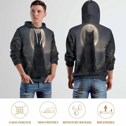 Pull à capuche chat noir pour homme décontracté grand taille - 6