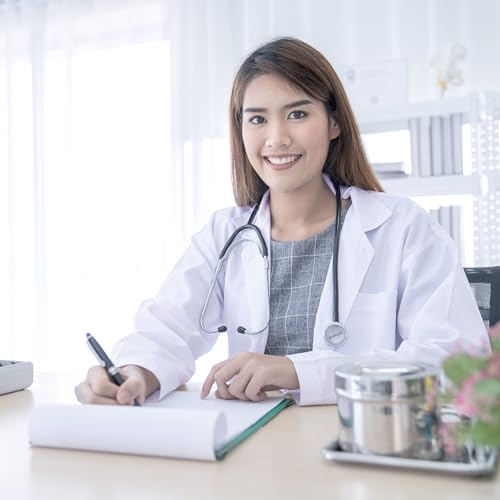 image for NY Threads Professional White Lab Coat for Women, Long Sleeve Medical 