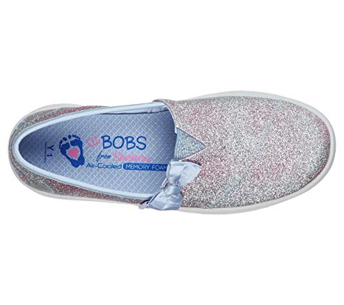 Skechers Girls Lil BOBS B-Loved - Sparkle Ella, Alpargata, prata, azul claro, EUA M, Silver, Light B