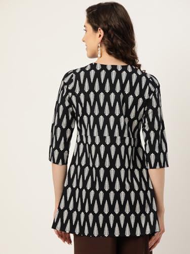 Image of feranoid Floral Print Angrakha 3 Sleeves Flared Kurti