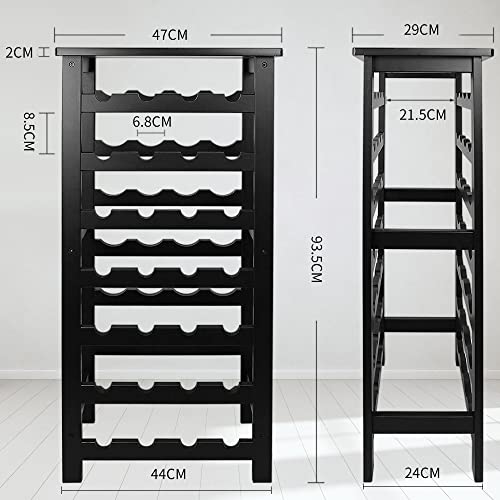 ماسرو رف نبيذ قائم بذاته مكون من 28 زجاجة، رفوف تخزين النبيذ من 7 طبقات مع سطح طاولة، حامل زجاجات من الخيزران خالي من التمايل للمطبخ والبار وغرفة الطعام وغرفة المعيشة