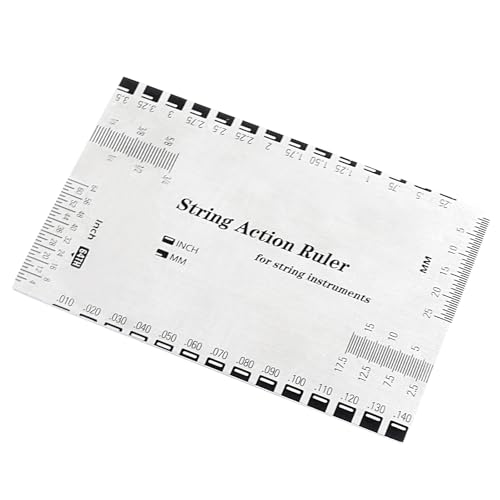 Piutouyar Guitar String Action Gauge Ruler, Metal Guitar String Height Gauge Guitar Setup Measuring Ruler Tool Repairing Luthier Tools for Guitar, Bass