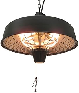 Outsunny Adjustable Power 1000/2500W Infrared Halogen Electric Patio Light Heater, Ceiling Hanging Mount -Black