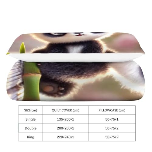 Housse de couette single panda roux microfibre 135x200cm - 4