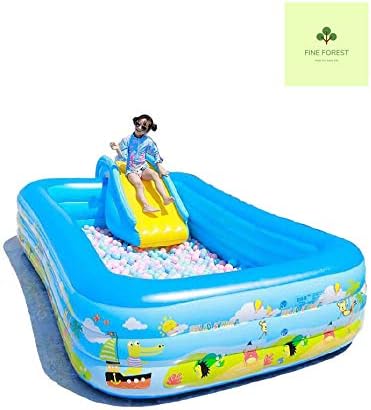 【Fine Forest】すべり台 滑り台 付き ビニール プール ジャンボ キッズ 子供 家庭用 210cm×140cm×60cm