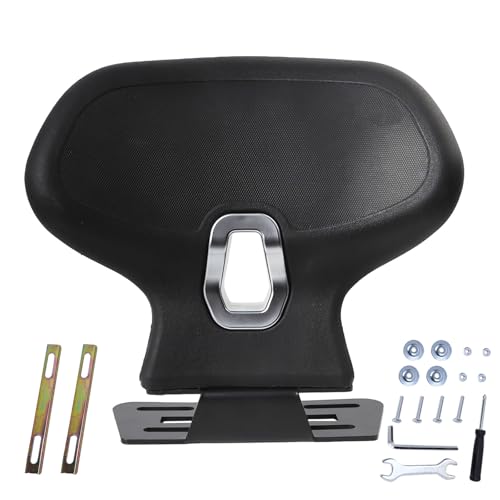 Image of Mokuo C-Shape Motorcycle Backrest - Universal Easy-Mount Base, Comfortable Body-Hugging Support with PU Foam, Fits ATV Scooter Cruiser Moped & Bike Black
