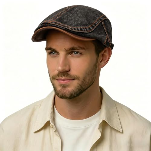 Image of ZLYC Men Cotton Flat Cap Summer Scally Ivy Gatsby Newsboy Beret Driver Cabbie Hunting Hat