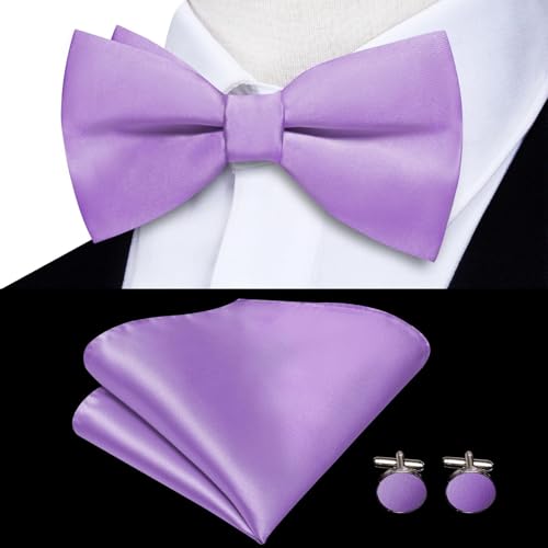 Image of Hi-Tie Men Suspender Bowtie Set Suspenders Pre-tied Bow Tie Pocket Square Cufflinks Adjustable Y Shape 6 Clips Braces Tuxedo