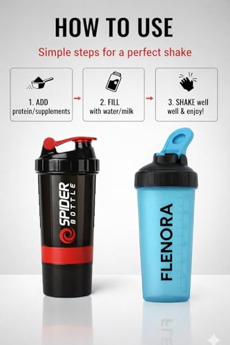 Image of Buy One Get One Free - Protein Shaker Bottle 700ml with Mixer Ball & Leakproof Lid | Gym, Sports & Fitness Shaker for Protein Shakes, Smoothies & Pre-Workout (Sky Blue Combo)