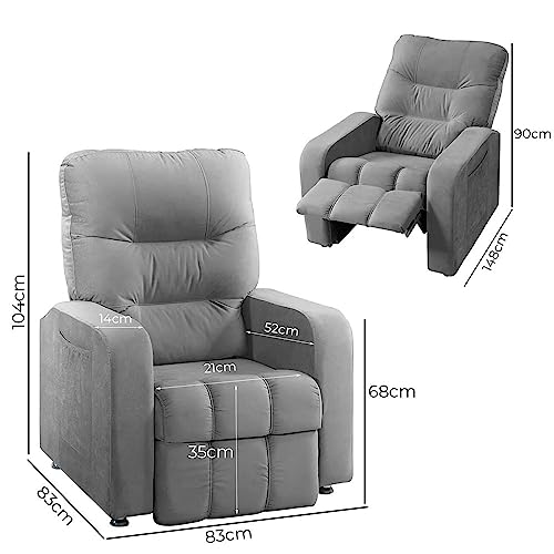 Poltrona do Papai Reclinável Maldivas Suede Cinza - Speciale Home