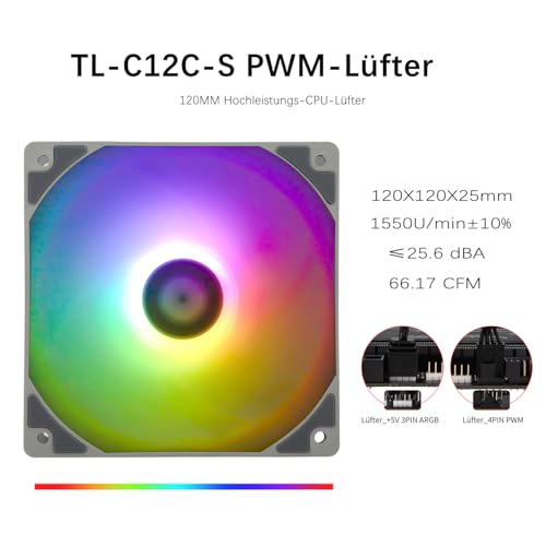 TR-Thermalright Assassin King 120 SE ARGB CPU chłodnica 5 Heatpipes, 1550 obr./min, cichy wentylator ARGB 120 mm, do AMD AM4 AM5, Intel LGA1851/1700/115x/1200,148 mm High PC