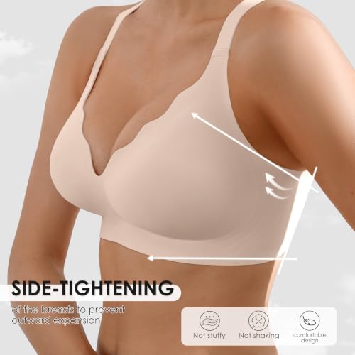 Image of Seamless Wireless Bra for Women with Support - No Underwire Full Coverage Push Up Comfort Bras - Back Fat Smoothing Bralette