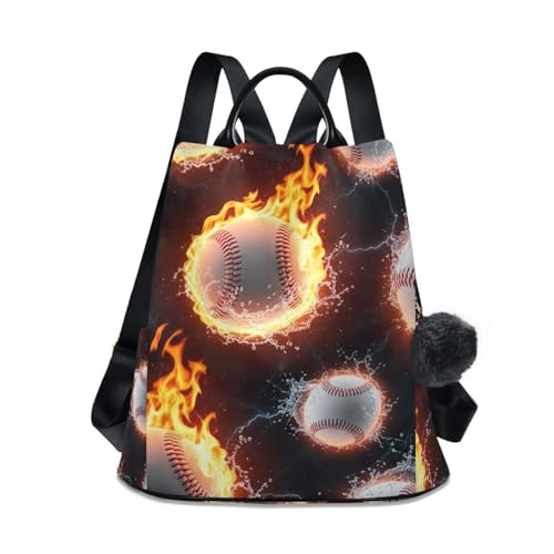 Sac à dos anti-vol femme ouverture cachée motif baseball pompon