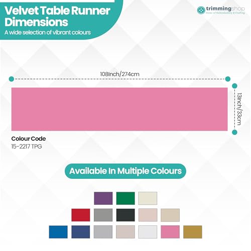 Chemin de table velours rose Trimming Shop 33x274 cm pour banquet
