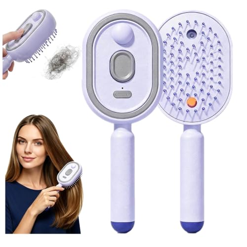 Electric Spray air Cushion Massage Comb Electric Spray Air Cushion Brush Self-Cleaning Anti-Tangle Hair Brush Rechargeable Scalp Comb for Frizz Control Smooth Shine & Daily Care (Purple)