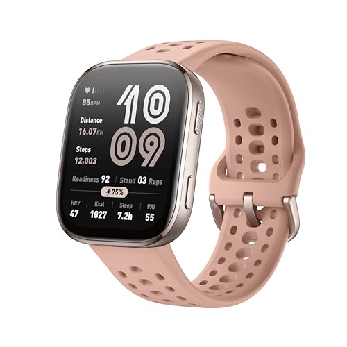 Amazfit Bip 6 Smartwatch 46mm, Batterie 14 Jours, AMOLED 1,97", GPS avec Cartes, IA, Appels Bluetooth, Suivi Santé et Sommeil, 140+ Modes Sportifs, Étanchéité 5ATM,Blush