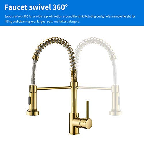 TIMACO Gold Niederdruck Wasserhahn Küche Gold 360° Drehbar Mischbatterie für Küche Armatur