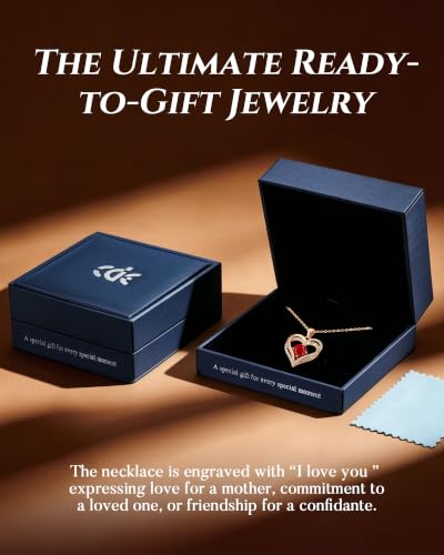 Image of CDE S925 Birthstone Heart Pendant Necklaces Jewelry Gifts for Wife