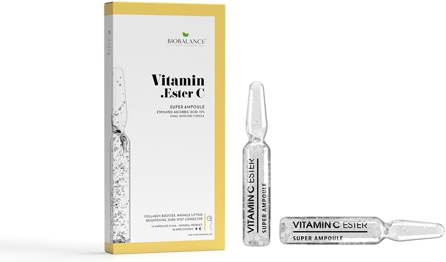 Bio Balance Vitamin C Ester Super Ampoule | Ethylated Ascorbic Acid 15% | Stable, Water-free Formula | Collagen Booster, Wrinkle Lifting, Brightening and Dark Spot Corrector | 30 Applications | 20ml