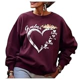 LIISE Custom Grandma Sweatshirt with Kid's Names, Vintage Heart Floral Design on Shirt or Sweatshirt, Custom Gift for Grandma on Birthday, Christmas, Mother's Day, Warm Christmas Colors, Sizes S-5XL