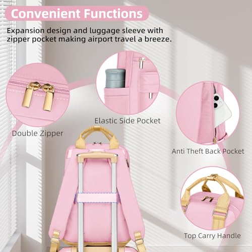 Image of LARVENDER Luggage Sets 3 Piece Expandable Carry on Luggage 22x14x9 Airline Approved Hardshell Suitcase with Wheels TSA Lock, Lightweight Suitcase Set for Women with Travel Backpack, Light Pink