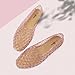 HEVA Women's Jelly Mesh Flats Breathable Clear Hollow Shoes Summer Beach Jellies Ballet Sandals(5 M US Beige)