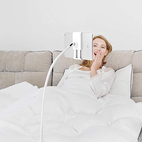 Creatop Tablet Floor Stand With Flexible Gooseneck And Stable Base, Tablet Stand Adjustable 360 Degree Roating Floor Stand For Ipad, Cell Phone Within 3.5-9.7 Inches(Standard, White) #TOP2