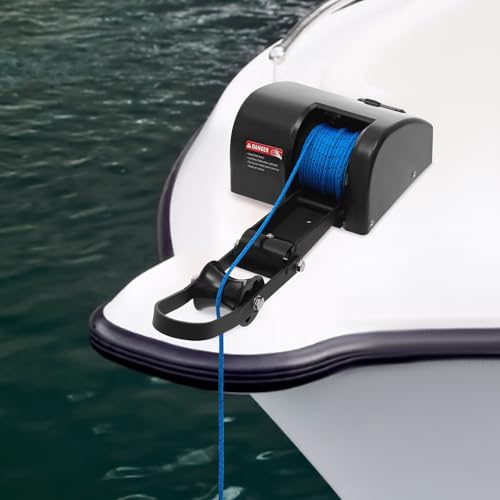 Winche eléctrico para bote con cuerda de nylon 30m y control miniatura 3