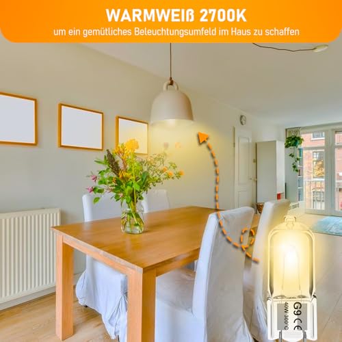 Jaenmsa G9 Backofenlampe 40W 300 Grad & Halogen Dimmbar 230V, bis 300°C Hitzebeständiges 2700K Warmweiß für Neff Bosch Backofen Kühlschrank Mikrowelle Dunstabzugshaube