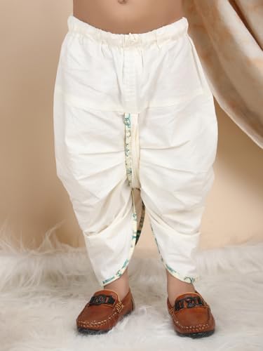 Image of POLKA TOTS Premium Cotton Dhoti Kurta Set for Kids Boys | Traditional Angrakha Style Ethnic Wear for Boys | Kurta Dhoti Set for Kids | Festive & Wedding Clothing Set for Baby