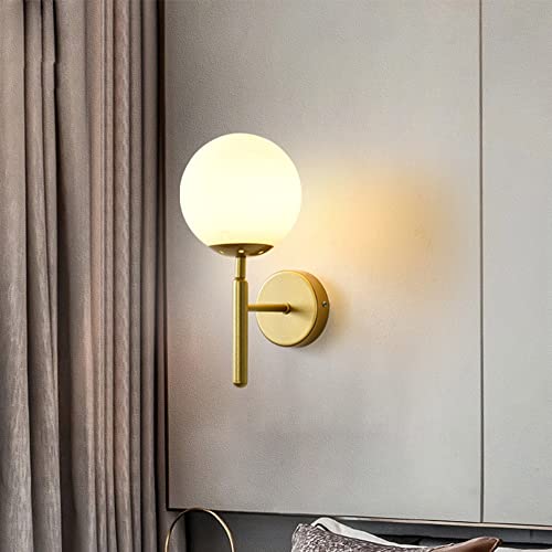 Mengjay Moderno Applique da Parete E27 industriale vintage vetro globo goccia a Lampada a Muro Lampada da Parete retrò sfera di vetro metallo dorato, per Camera da letto, Soggiorno (Opaco)