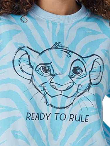 Image of The Souled Store|Official The Lion King: Ready to Rule Women and Girl Sweatshirts|Full Sleeve| Loose fit Graphic Printed| 60% Cotton 40% Polyester White and Blue Color Women Oversized Sweatshirts