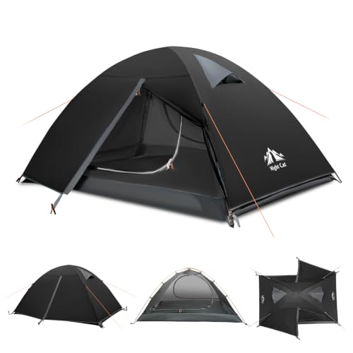 Image of Night Cat 2-Persons Backpacking Tent: Waterproof Lightweight Camping Tent for Two People Hiking Outdoor Mountain with Aluminum Poles and Rainfly Green