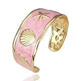 YBMYCM Chunky Shell Cuff Bracelet for Women, Hammered Boho Open Bangle