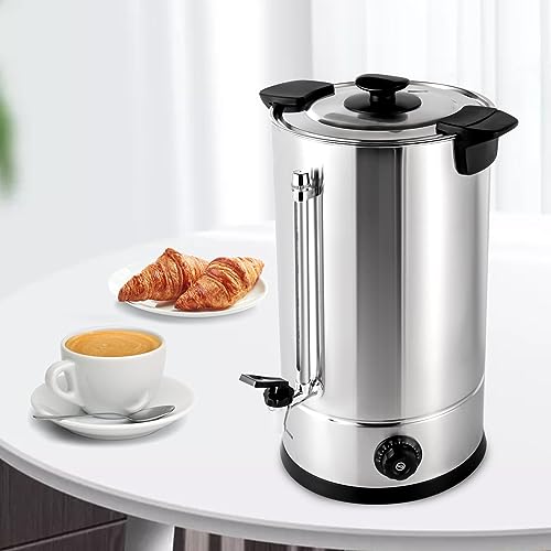 15L/3.96gal Tea Urn Coffee Commercial Grade Stainless Steel Electric Kettle Hot Water Boiler Commercial Catering Hot Water Kettle Electric Coffee Urn for Home Party Office Wedding