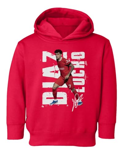 LES TRICOT Diaz Colombian Soccer Player - Liverpool Fans Tribute Toddler Hooded Sweatshirt (Red, 4T)