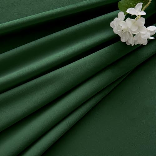 Image of MIULEE Velvet Curtains 50W x 84L 2 Panels Hunter Green Blackout Curtains | Luxury velvet fabric, pinch pleat design, back tab hooks, thermal insulated, blackout light blocking, for living room bedroom