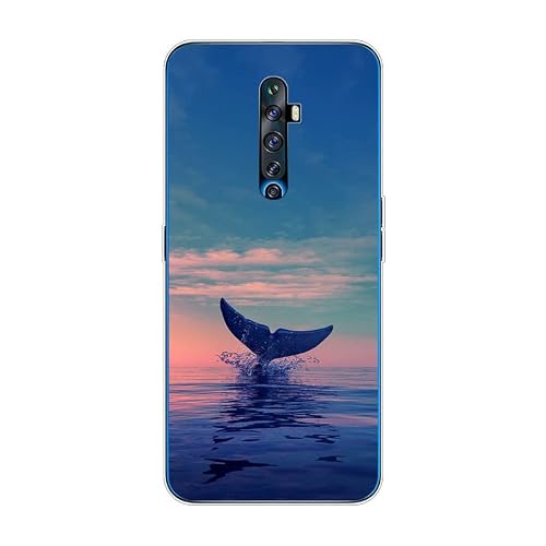 KARTXITAI Case Compatible with Reno2 F,Shockproof Slim Thin Silicone Protective Anti-Fingerprint Anti-Scratch Anti-Fall Phone Cover - Dolphins,Seaside