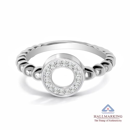 Image of TRUESILVER ACPL 925 Sterling Silver Eternity Wedding Band Pave CZ Circle Caviar Bead Statement Ring for Women