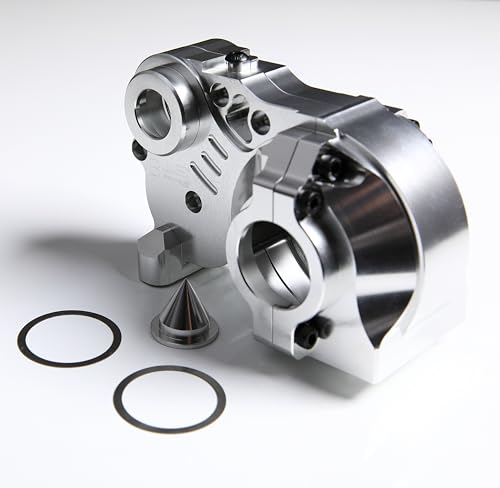 GTBRacing CNC Aluminum Gearbox Metal Diff Transmission Gear Box Case for 1/5 RC Car HPI Baja 5b ss 5sc Upgrade Part (Design 2- Silver)