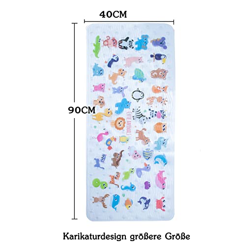 ShineCozy Cartoon Non Slip Bathtub Mat - 90 * 40 CM XL Large Size Anti Slip Shower Mats for Floor Tub Mats (Zoo) - Image 3