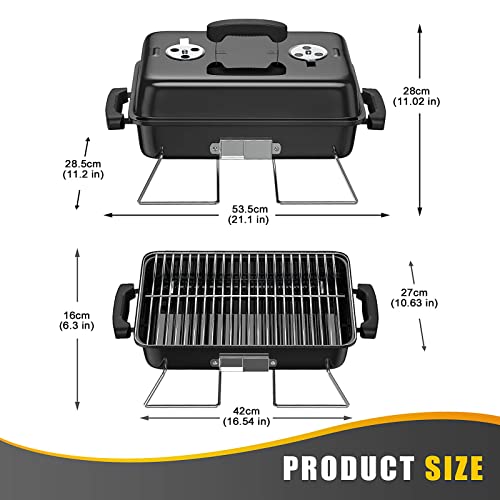 Resvin Charcoal Grills, Portable Charcoal Grill With Lid Stainless Steel Barbecue Grill, Small Folding Tabletop Grill For Outdoor Cooking Camping Beach Traveling Picnic Backyard #TOP5
