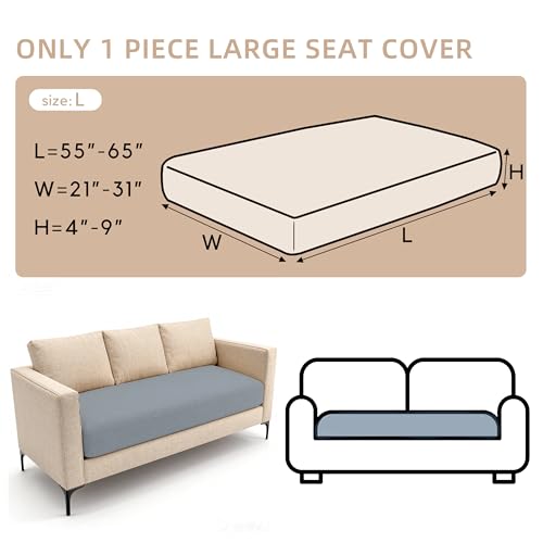 KaviKon Stretch Sectional Couch Covers, Wear Resistant Sofa Slipcovers Washable Soft Furniture Protector Anti Slip L Shaped Couch Cushion Covers for Dogs Kid(1 Piece Large Cushion Cover, Slanted Grey) — view 4