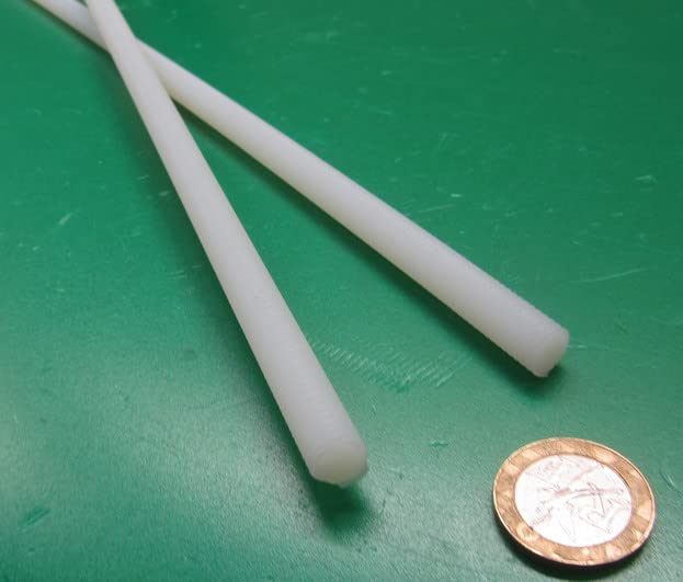 Natural Nylon 6/6 Fully Threaded Rod RH 3/8"-16 x 24 Length 2 Pcs