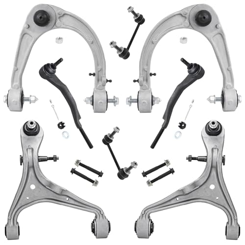 Image of Detroit Axle - AWD 8pc Front End Suspension Kit for 2008-2014 Cadillac CTS, 4 Upper Lower Control Arms with Ball Joints 2 Outer Tie Rods 2 Sway Bars 2009 2010 2011 2012 2013 Replacement