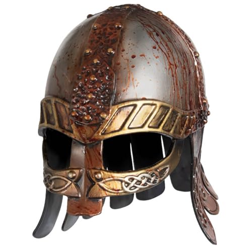 Casque de viking en latex avec cornes style médiéval adulte