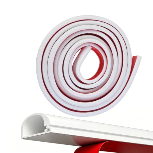 Voxlara 3 Metros Cable Canaleta Cables Pared Adhesivo Flexible, Canal de Cable Flexible, Cubre Cables Semicirculares, Cables en el Suelo de la Pared, Cubre Cables de Silicona, Blanco, 28×15mm