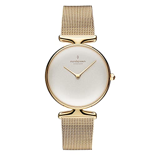 Image of Nordgreen Stainless Steel Un32Gomegoxx Unika Analogue, Watch For Women - 32Mm, White Dial, Gold Strap