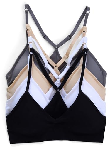 Image of Kalon Women's 4 Pack Racerback Sports Bralette Seamless Wireless Comfort Bra